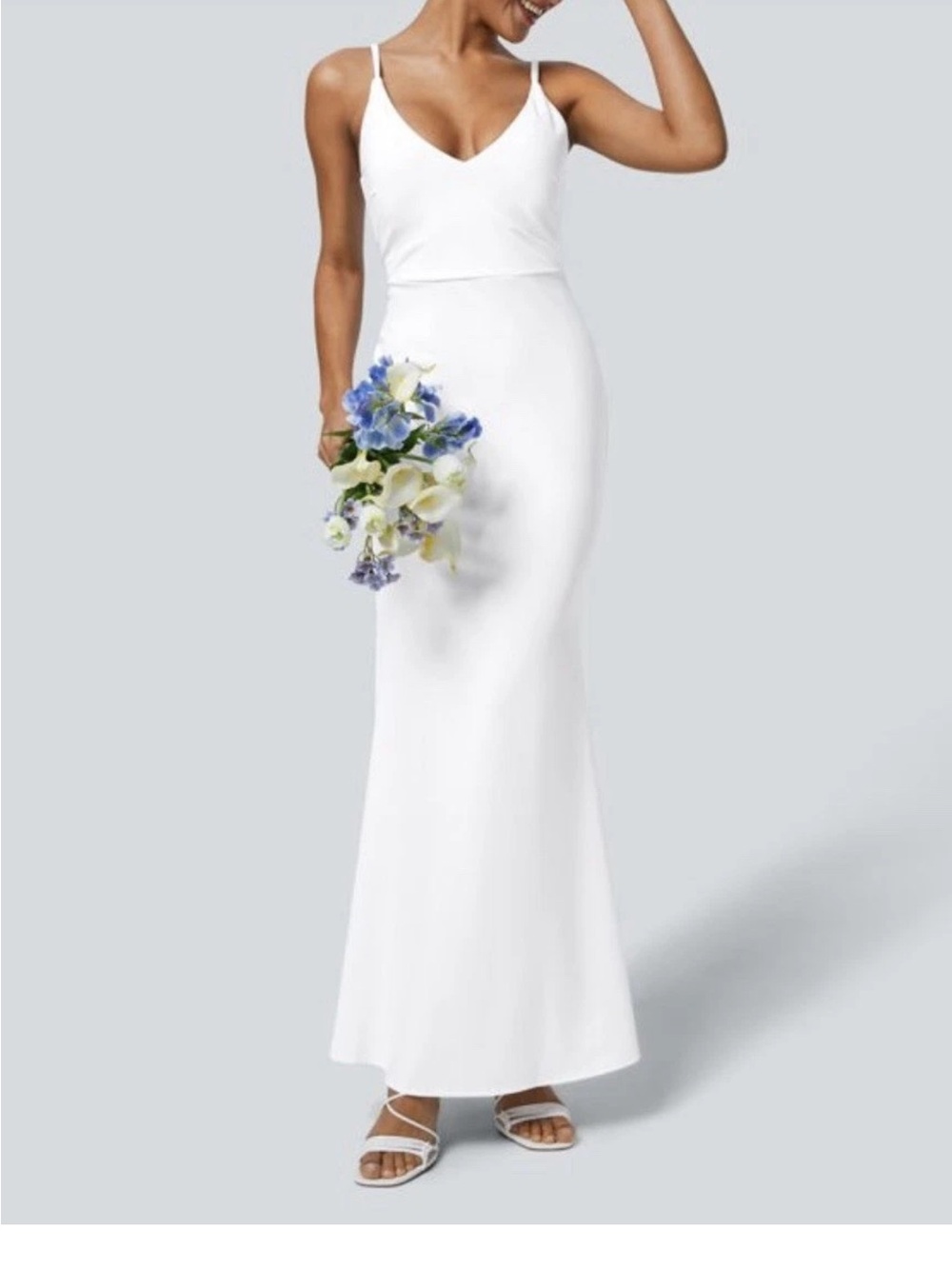 Halara SoftlyZero™ Airy Maxi Mermaid White Slip Cool Touch Dress Small